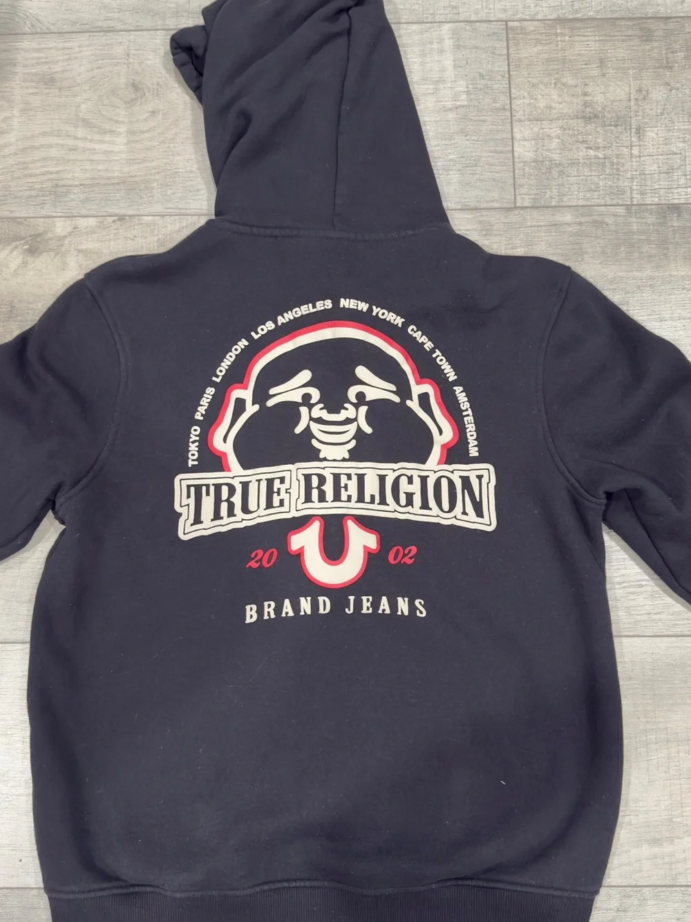 True Religion “2002 Buddha” Black Zip-Up Hoodie Jacket Size M